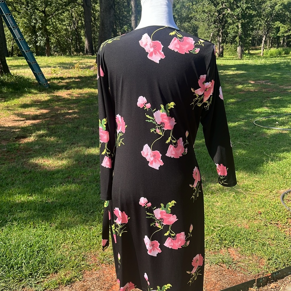ANNE KLEIN … BLACK FLORAL PRINT DRESS ……452 - Picture 7 of 12